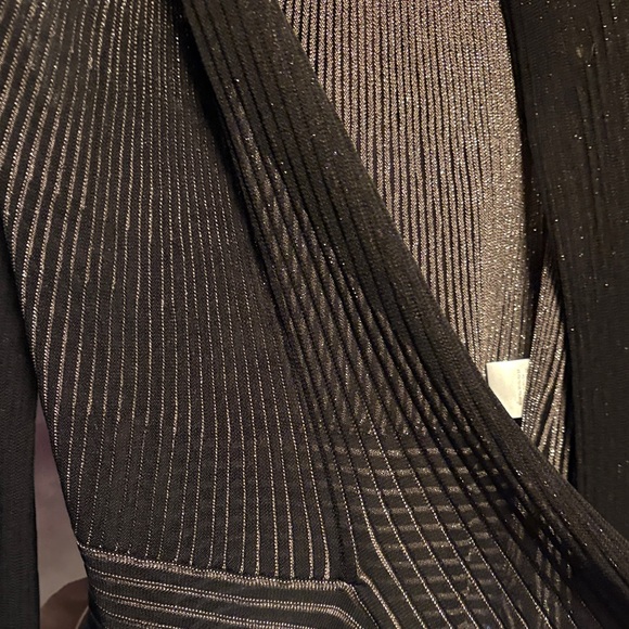 Escada Elegant Black and Silver Sparkly sheer Knit Open Cardigan, NWOT size 40 - Picture 5 of 11